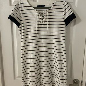 Tommy Hilfiger Navy and White Striped Mini Dress